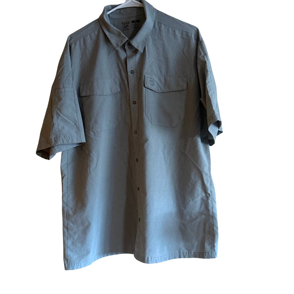 5.11 Tactical Gray Freedom Flex Short Sleeve Shirt, Size XL